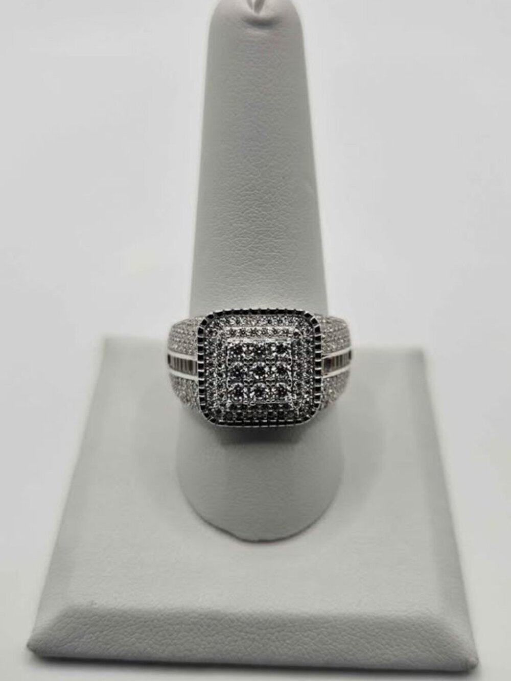 Mens Moissanite Iced Out Square Statement Ring S925 Size 10